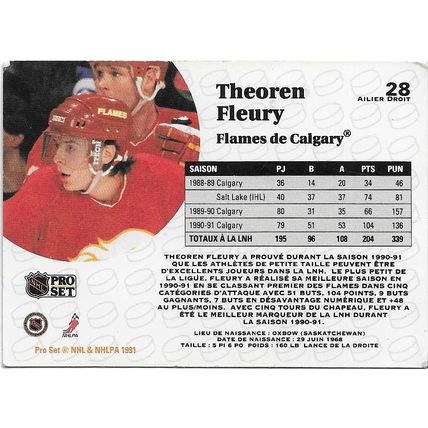 Theoren Fleury - Calgary Flames - Pro Set French