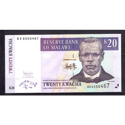 BILLET DE BANQUE MALAWI 20 KWACHA 2007 PICK 52 NEUF