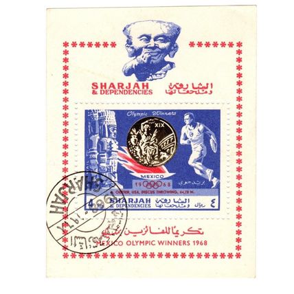 Sharjah cat 545 1968 Olympic Champions of Mexico,mini sheet,used