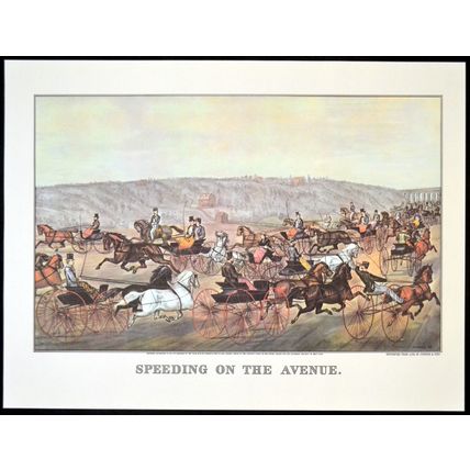 SPEEDING ON THE AVENUE 1952 Nathaniel Currier - James Merritt Ives PRINT