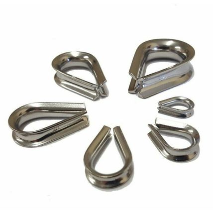STAINLESS STEEL THIMBLES WIRE CABLE ROPE CABLE CLIPS CLAMPS 2mm - 8mm