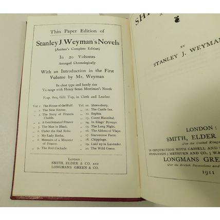 Antique Leather Bound Book Shrewsbury A Romance By S Weyman 1911 Evans Family