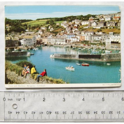 old postcard Mevagissy Town & Harbour