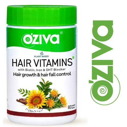 NEW! (60) OZiva Hair Vitamin HairFall Control w/ Biotin & DHT Blocker BB 11/2026