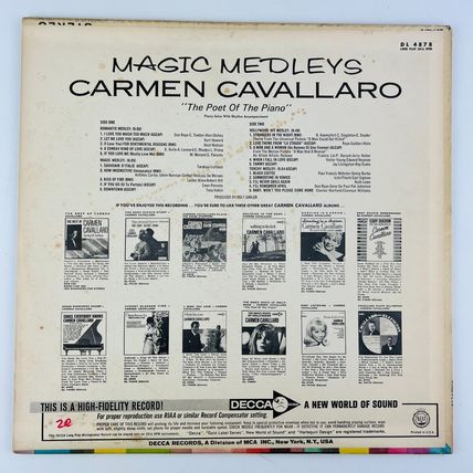 Carmen Cavallaro – Magic Medleys Vinyl LP Record Album DL-4878