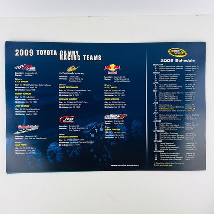 Toyota Camry NASCAR Driver Line Up Poster 2009