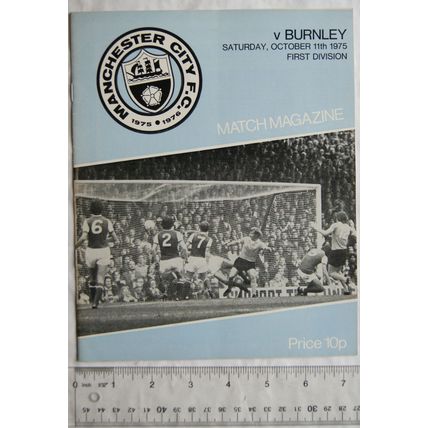 1975 programme Manchester City v. Burnley, 11/10