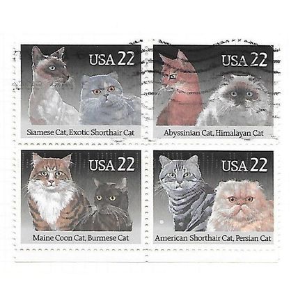 USA 1980S CATS & MASKS BLOCKS OF FOUR NJA CUSTOMER REQUEST
