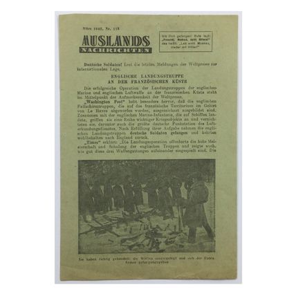 Original WW2 Russian/Soviet Air Drop Propaganda Leaflet. - Code 993. - 1942.