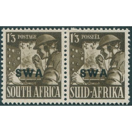South West Africa 1943 1s.3d. olive-brown SG120 unused pair