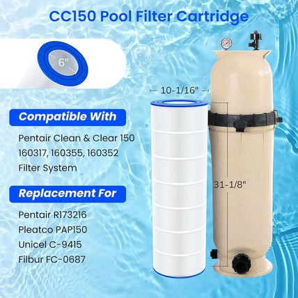 Future Way CC150 Pool Filter Cartridge Replacement for Pentair Clean & Clear 150