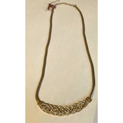 Gold Tone Crystal Accent Choker Length Necklace 16" #4153