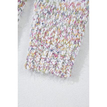 Yellow Multicolor Confetti Open Front Knit Cardigan