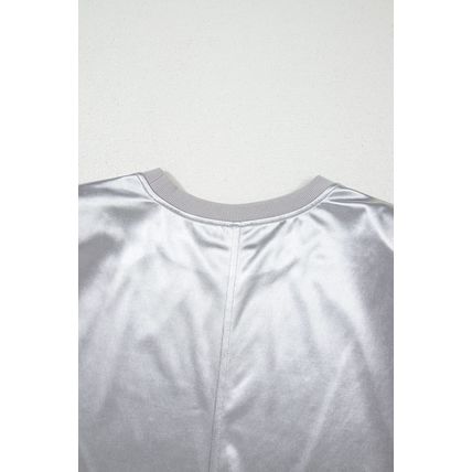 Silvery Metallic Luster Crew Neck Shift Tank Top