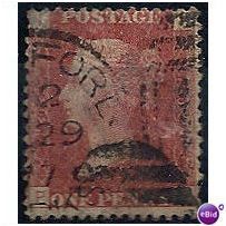 1864 SG43 1d Red Plate 203 Good Used "PI"