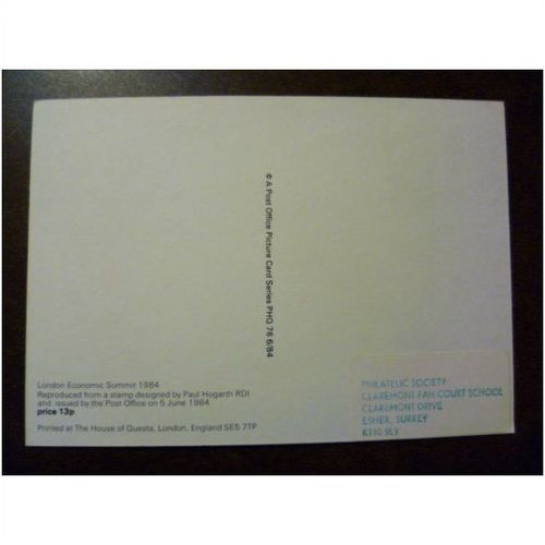 1984 GB London Economic Summit PHQ 76 special cancel 31p stamp card SG1253