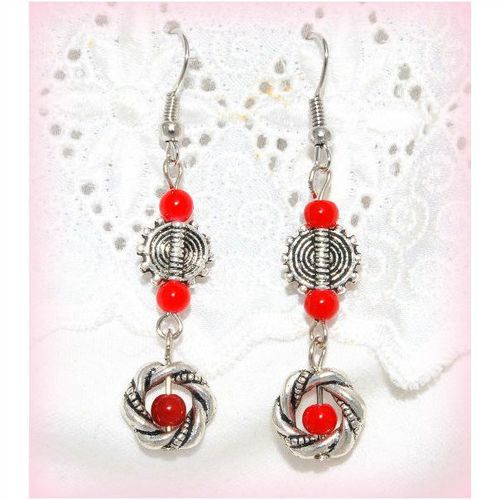 Sale Tibetan Tribe Style Red Turquoise Bead Hook Earrings Jewellery 1502
