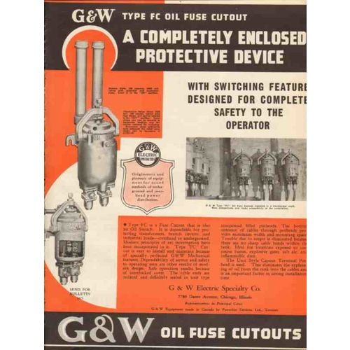 g w electric specialty company 1936 fc oil cutout enclosed vintage ad