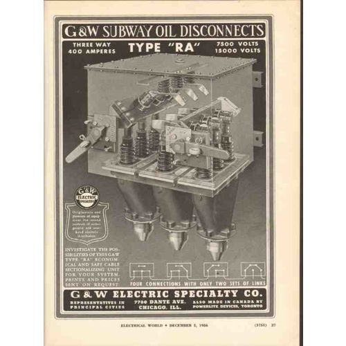 g w electric specialty company 1936 subway disconnects ra vintage ad