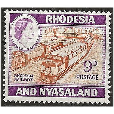 Rhodesia & Nyasaland 1962 SG24a 9d Orange-Brown & Reddish Violet Mtd Mint . ..