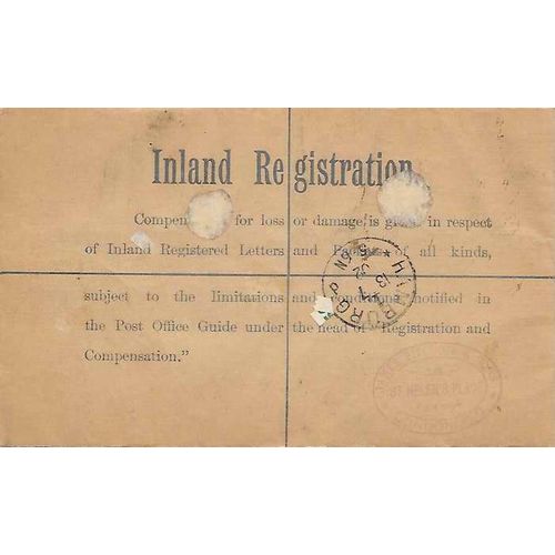 GB REGISTERED Postal Sta. uprated to Germany 1902 early Edward