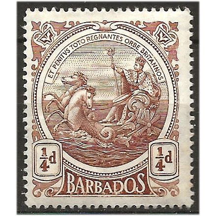 Barbados 1917 SG181 1/4d Chestnut Brown Mounted Mint . ..