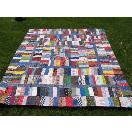 Flip n Fold Scrap Patchwork Quilt 988B Blue 62x76 Handmade Quiltpolice