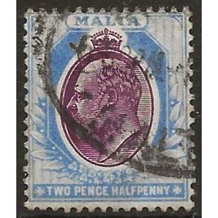Malta 1903 SG41 2 1/2d Maroon & Blue Wmk Crown CA Fine Used . .