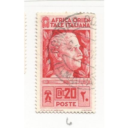 Italian East Africa 1938 20c Red, used. SG6
