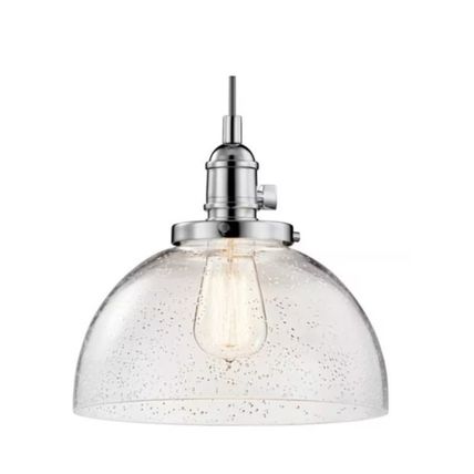 KICHLER Avery 10.25 in. 1-Light Chrome Farmhouse Shaded Goblet Mini Pendant