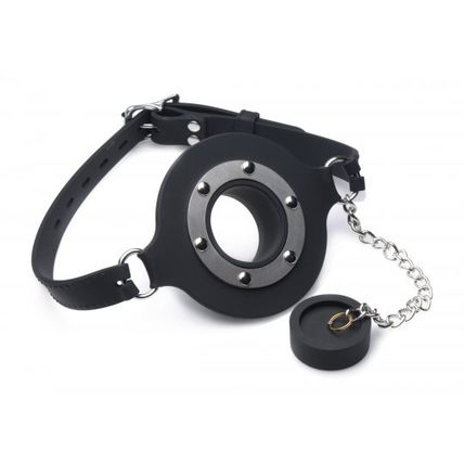 Pie Hole Silicone Feeding Gag Mask BDSM Bondage Master Series Slave Ball S&M NEW