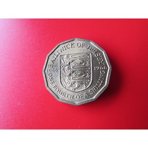 1966 ELIZABETH II BAILIWICK OF JERSEY ONE FOURTH OF A SHILLING 1066-1966. U