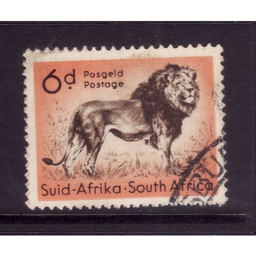 SOUTH AFRICA 1954 WILD ANIMALS 6d LION SG158 FINE USED