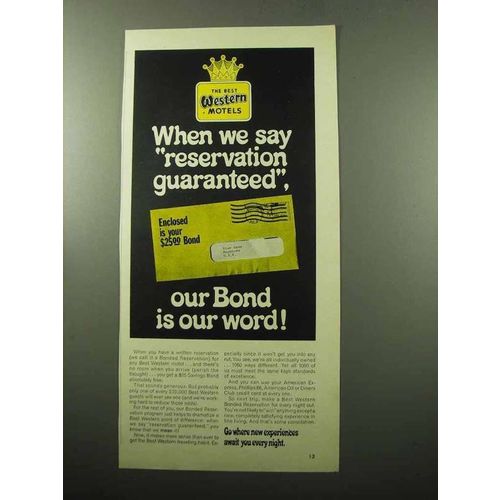 1969 Best Western Motels Ad - Reservation Guaranteed