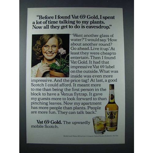 1975 Vat 69 Gold Scotch Ad - Plants Get to Eavesdrop