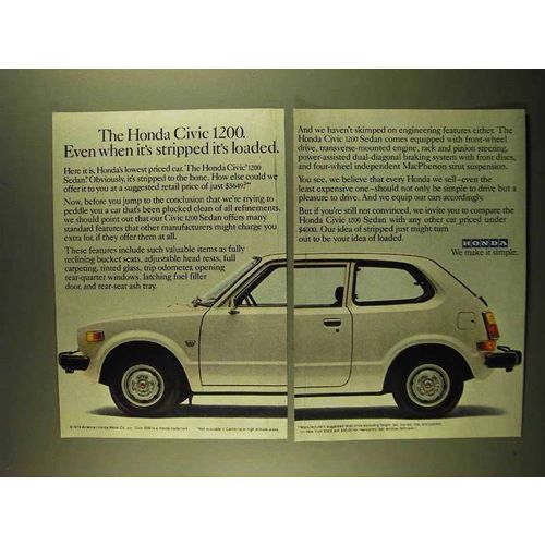 1979 Honda Civic 1200 Ad - Stripped it's Loaded
