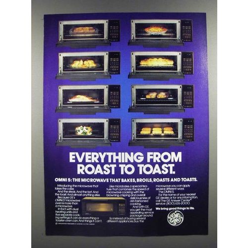 1986 General Electric Omni 5 Microwave Oven Ad - From Roast to Toast
