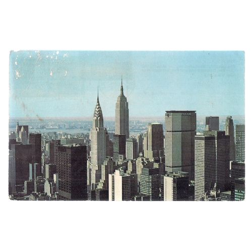 MANHATTAN SKYLINE, NEW YORK CITY, USA used postcard 1974 postmark #