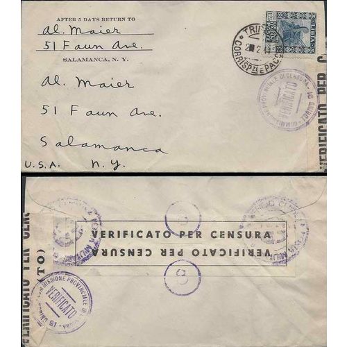 Italy Forces in Tripoli Libya, Africa, to USA multiple CENSORED 1941