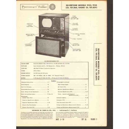 SILVERTONE models 9133 9134 TV AM FM radio phono Sams Photofact manual