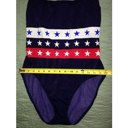 LIZ CLAIBORNE LIZSPORT Navy Blue w/Red White Blue Patriotic Stars Swimsuit-14