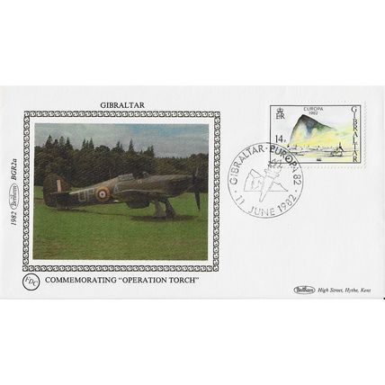 Gibraltar 1982 Operation Torch silk FDC by Benham