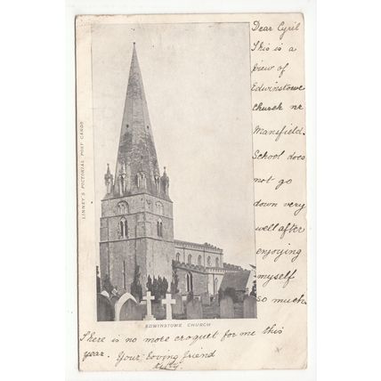 The Church Edwinstowe 1903 Early Undivided Back Postcard Nottinghamshire