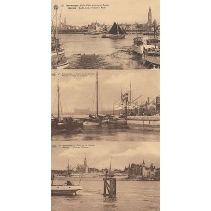 Anvers Yacht Club Harbour 3x Belgium Mint Old Postcard s