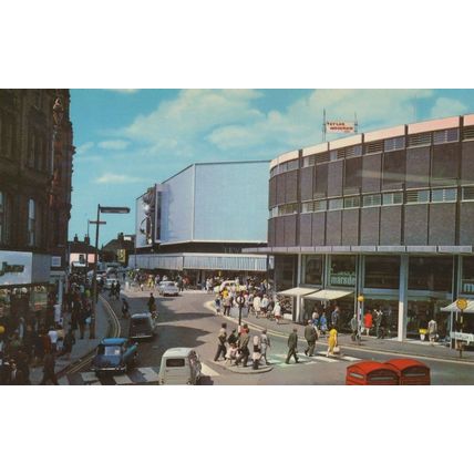 Town Centre Hanley Staffs 1970s Learner Driver On Zebra Crossing Postcard