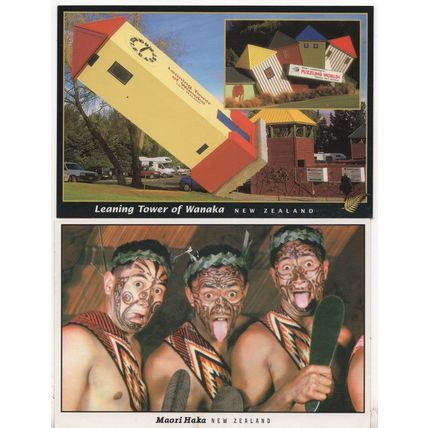 Leaning Tower Clock Of Wanaka New Zealand Haka 2x Postcard s