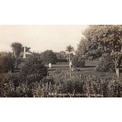 Mowing Lawn at King Edwards Park Hawera Taranaki New Zealand RPC Postcard