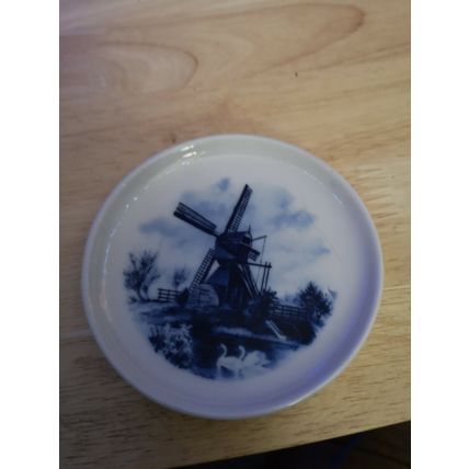 Small Trinket Dish Blue And White Windmill Holland