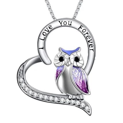 Owl in a Heart I Love You Forever Pendant Necklace Gift