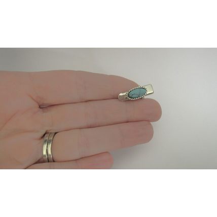 2 extra small tiny metal turquoise blue stone alligator hair clip fine thin hair